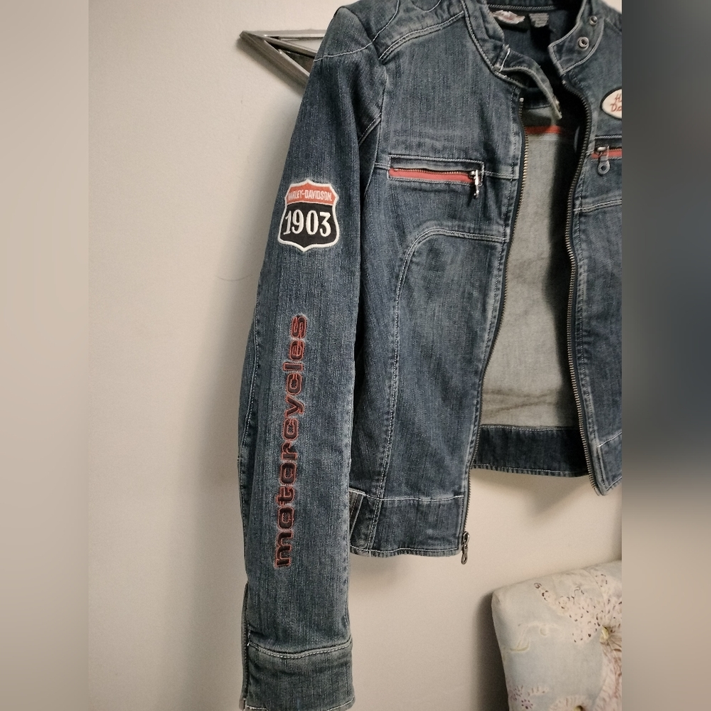 Harley Davidson Women's M Vintage Jean Jacket - Picture 2 of 6